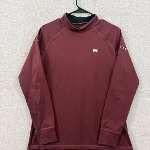 Montec Shirt Men's Medium Red Zulu Base Layer Burgundy Mock Neck Long Sleeve